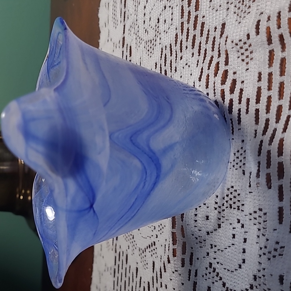 Murano Blue Glass Art with Organic Wave Design - Picture 3 of 4